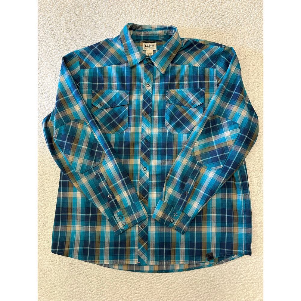 LL Bean Mens Long Sleeve Button Down Plaid Flannel Shirt Size XL